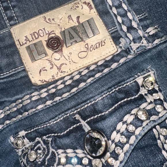 L.A. idol Women's Blue Boot Cut Jeans with Embroidery - Picture 3 of 6